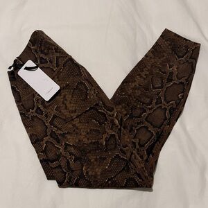 Varley Brown Snake Print “Let’s Go High” Leggings 25” size M